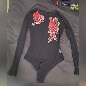 Sheer body suit with roses